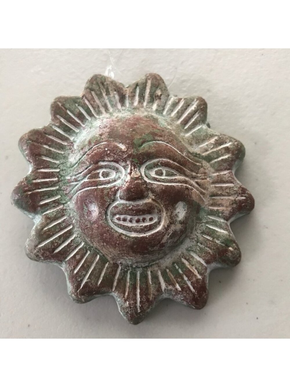 VTG Sun Face Pottery Celestial Clay Mini Wall Hanging Ornament Folk Art Decor